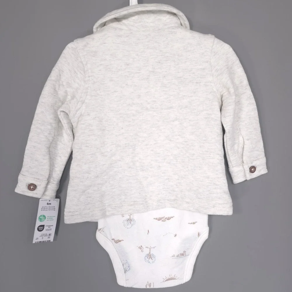CARTERS Baby Boy New Outfit‎ 2 Pc Set Bodysuit Jacket 6M Gray White 1S260510